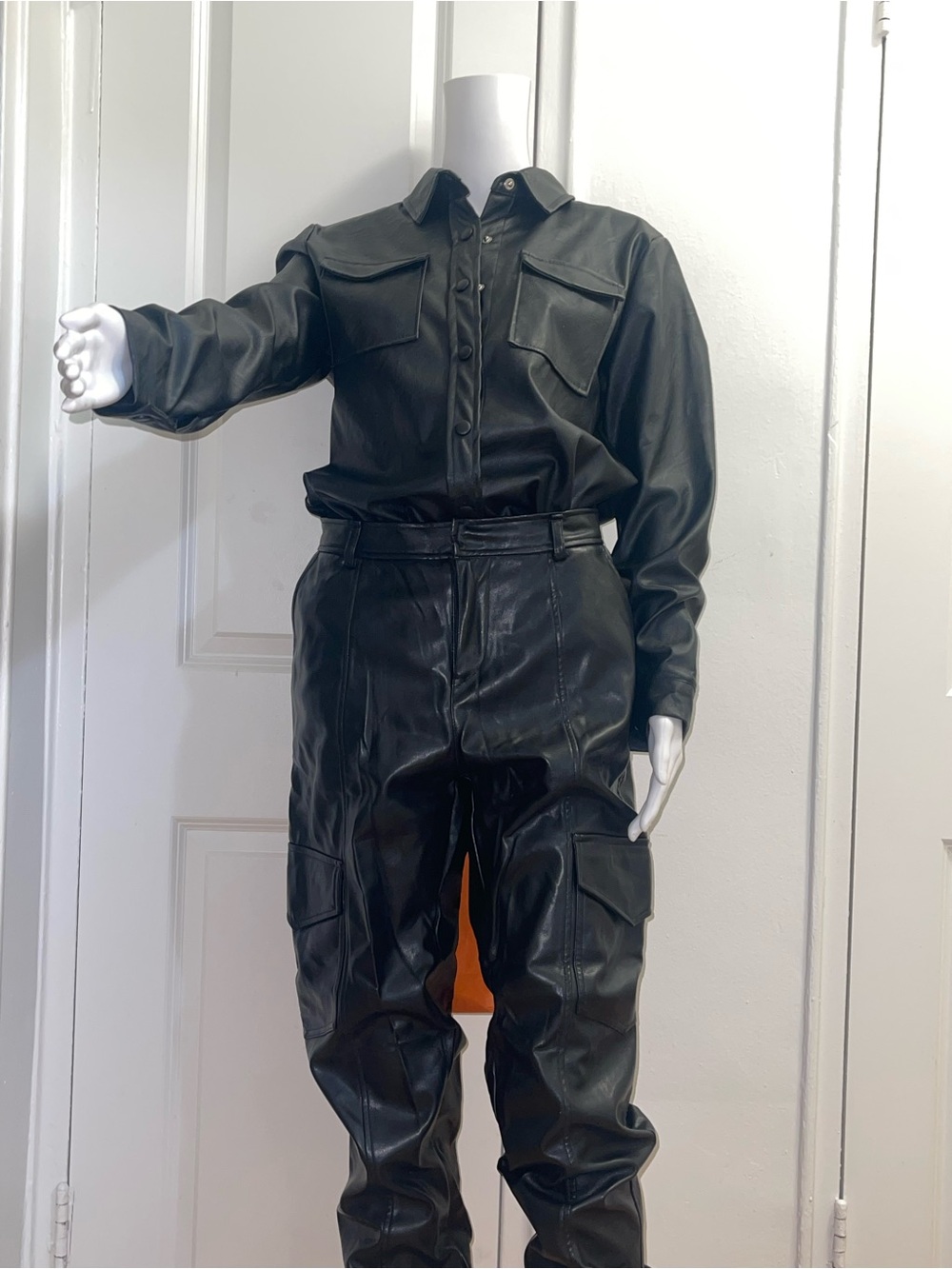 Medium Black Faux Leather Jumpsuit